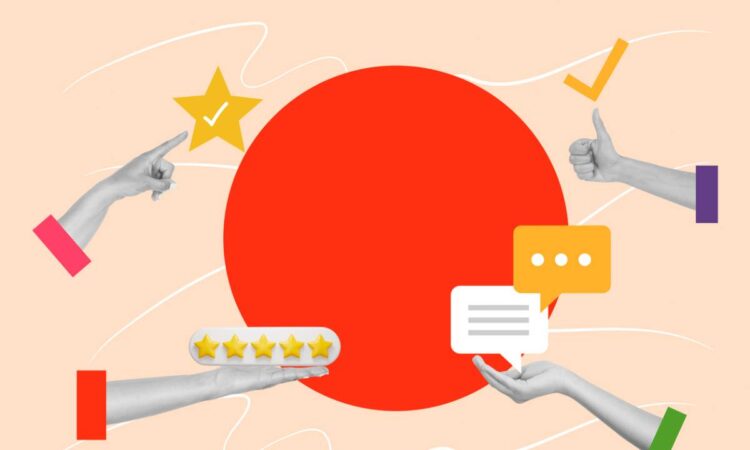 Collage of hands holding and showing ways to value on a pink background with a red circle and white lines