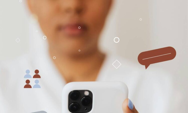 Close up of woman holding a phone receiving multiple notifications.