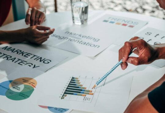 close up of marketing strategy papers