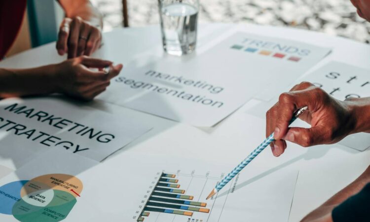 close up of marketing strategy papers